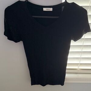 Active USA Women's Black V-Neck Short Sleeve Tee